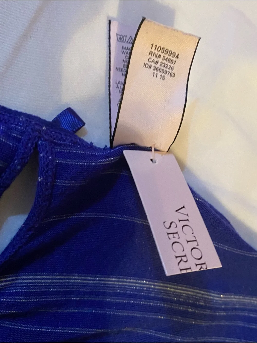 Victoria’s Secret NWT/NOS ‘15 Cheeky Bikini Panty Keyhole Blue/Silver Metallic